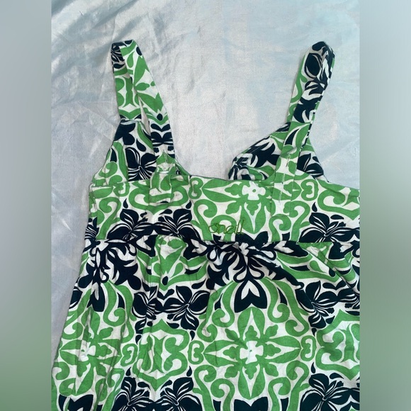 y2k green white and black patterned mini dress - Picture 4 of 5